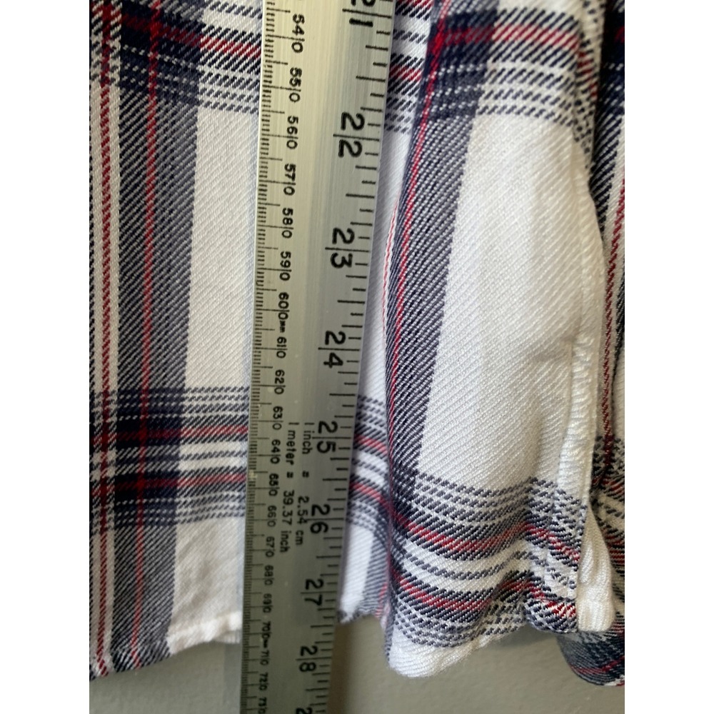 Rails Plaid Button Down Shirt Hunter White Scarlet Rayon‎ Women's Medium - Picture 6 of 9
